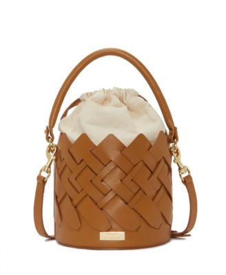 Vince Camuto Women's Keanu Straw Crossbody Bag - Black/Natural, Drawstring Closure, Removable Pouch