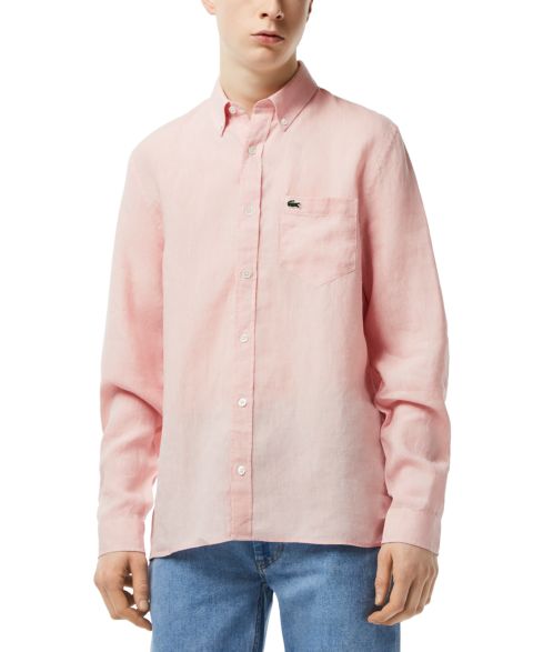 Мужская рубашка Lacoste Regular-Fit Linen, цвет: Хаки