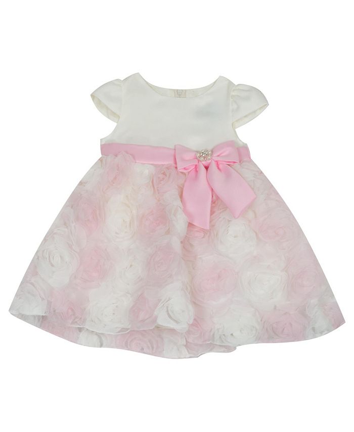 Rare Editions Baby Girls Satin Top With Floral Soutache Skirt Dress ...