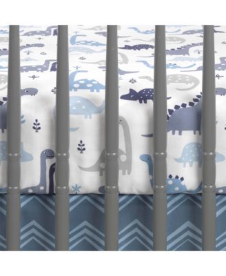 Roar Blue/Gray/White Dinosaur Baby Fitted Crib Sheet