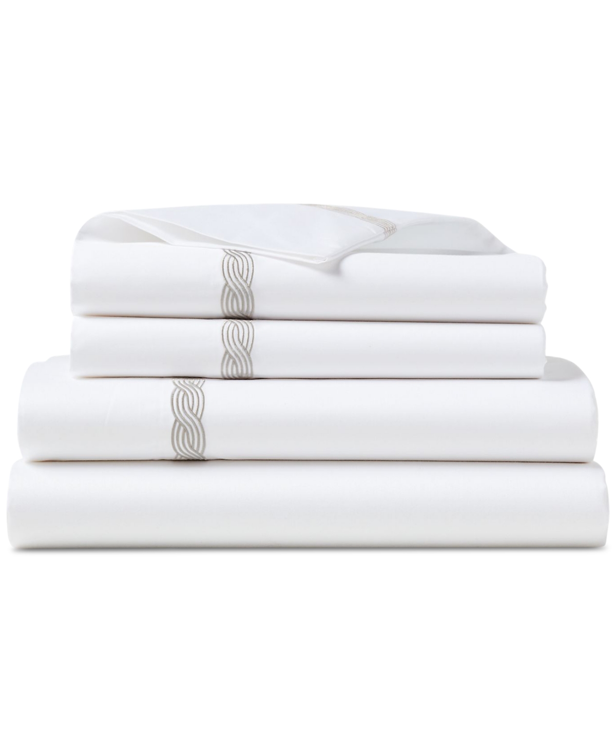 Ralph Lauren Spencer Cable Embroidery 4-pc. Sheet Set, Queen In Grey