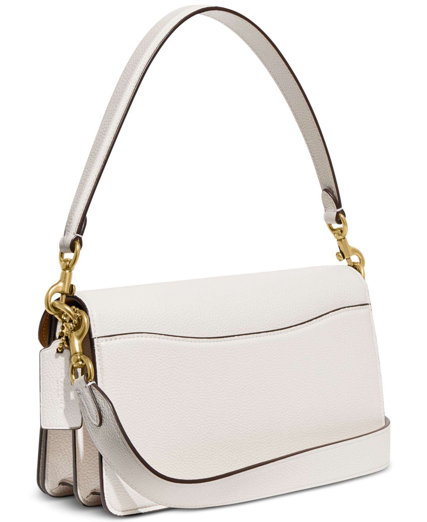 Женская сумка COACH Tabby Medium Polished Pebble Leather Shoulder 26, цвет: Латунный / Меловой — фото 6