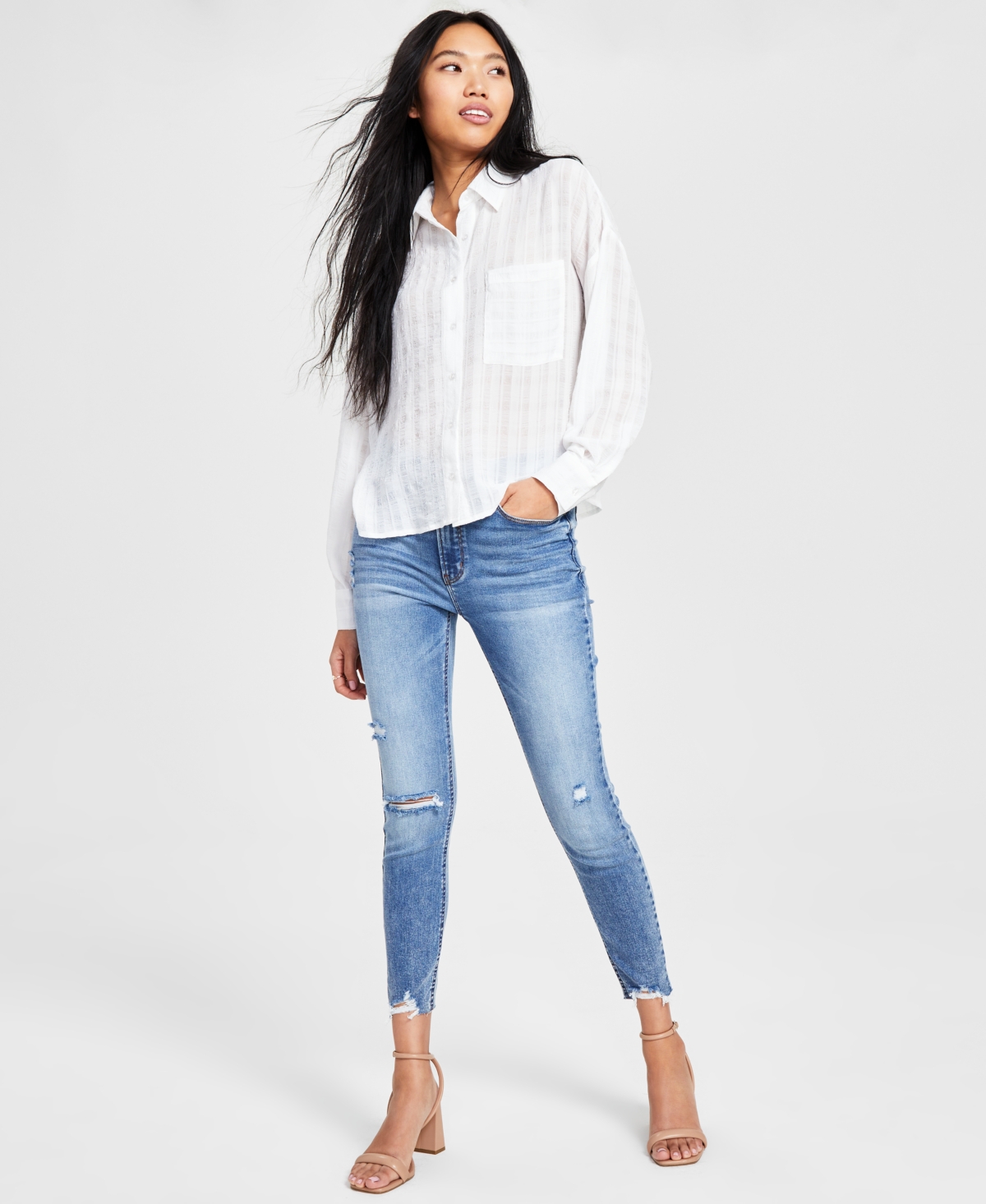 And Now This Women's Textured Button-Front Shirt