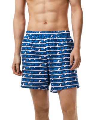 Lacoste - Men's Mesh Allover Two-Tone Logo Print Swim Trunks