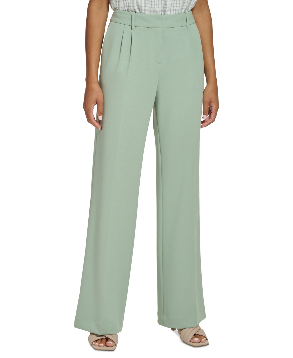 CALVIN KLEIN WOMEN'S MID-RISE WIDE-LEG SUIT PANTS