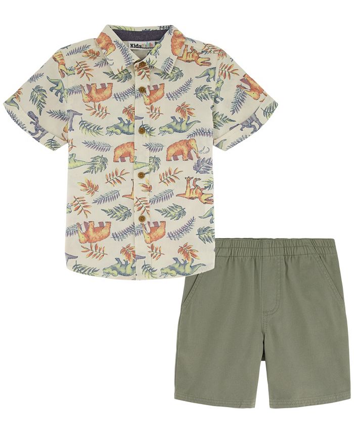 Kids Headquarters Baby Boys Poplin Shirt and Twill Shorts, 2 Piece Set ...