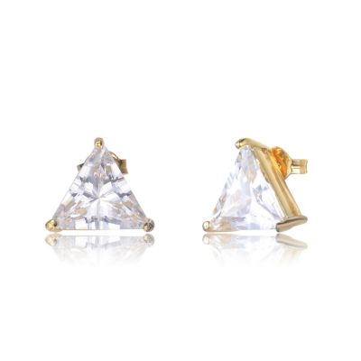 Sterling Silver Cubic Zirconia Large Triangle Earrings