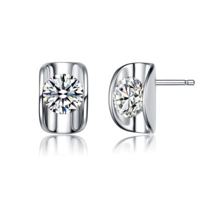 Sterling Silver Cubic Zirconia Shield Earrings