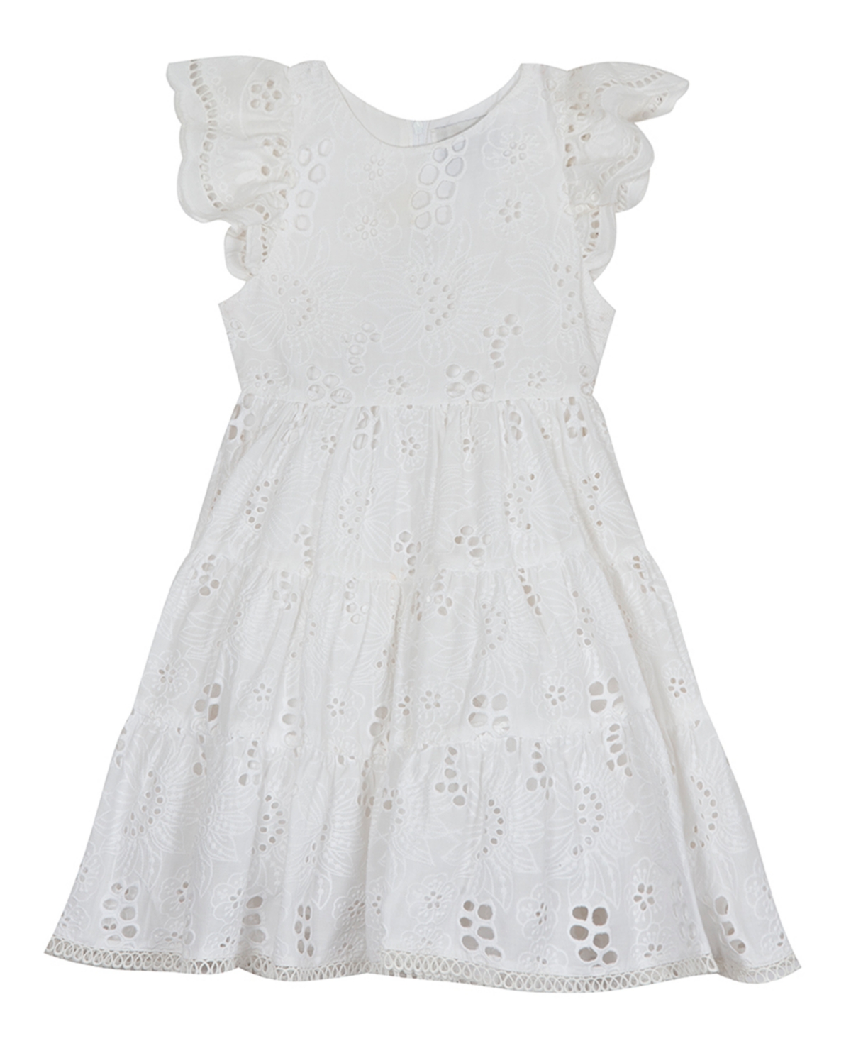 Rare Editions Big Girls Eyelet A-line Dress With Tiered Skirt In Ivory ...