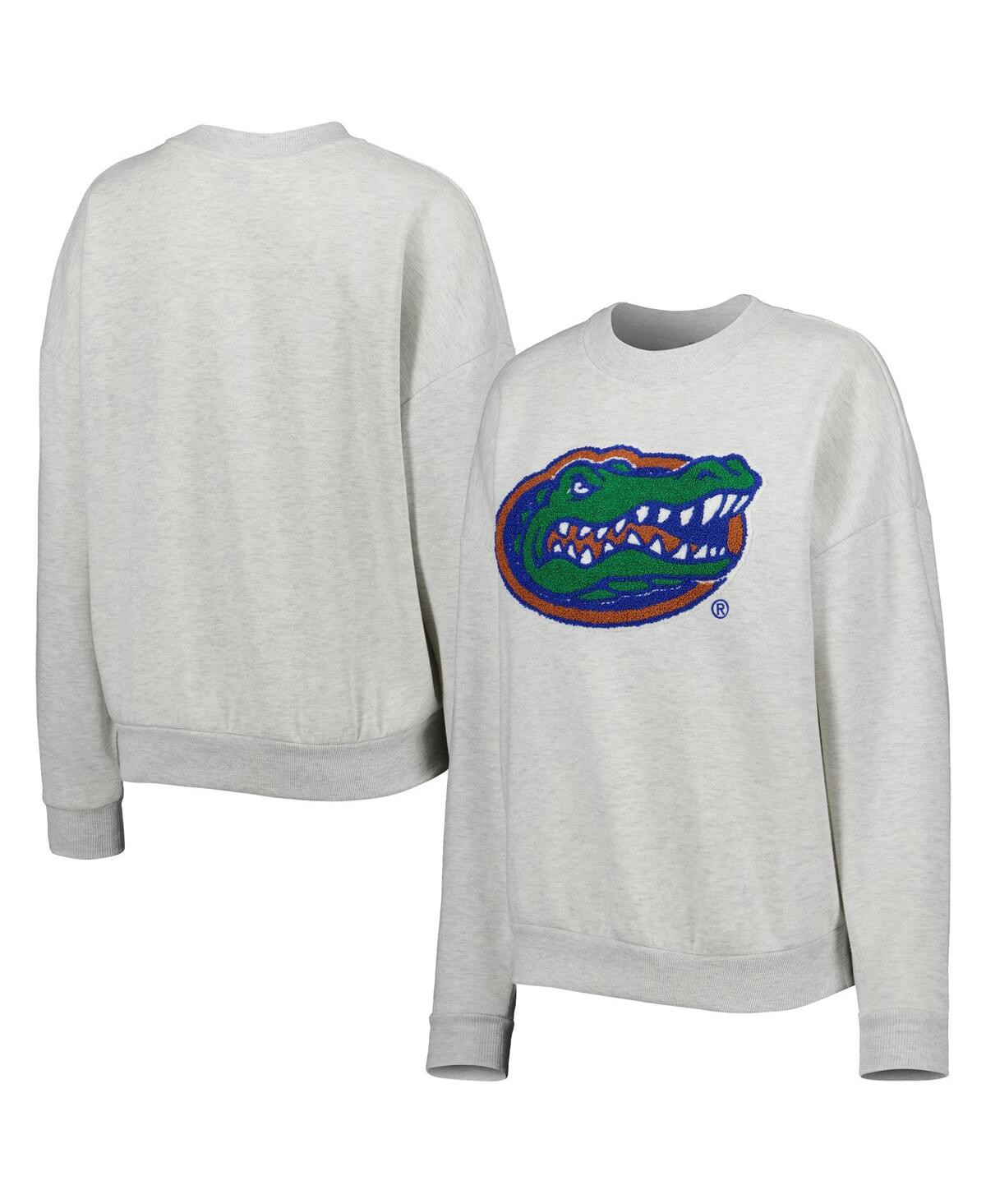 Shop Gameday Couture Women's  Heather Gray Florida Gators Chenille Patch Fleece Pullover Sweatshirt