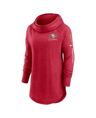 Women's Scarlet San Francisco 49ers Minimal Statement Raglan Funnel Neck Pullover Hoodie