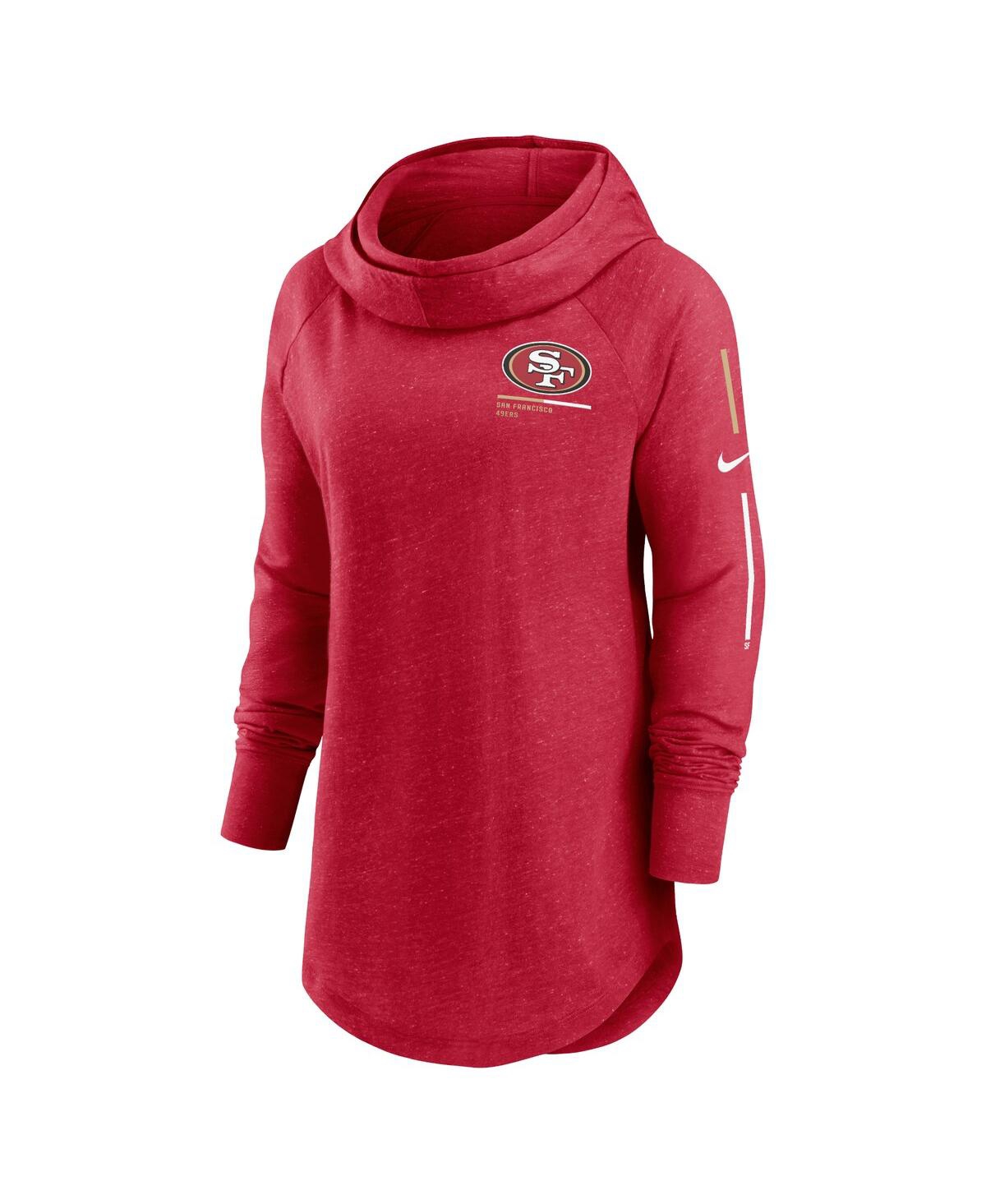 NIKE WOMEN'S NIKE SCARLET SAN FRANCISCO 49ERS MINIMAL STATEMENT RAGLAN FUNNEL NECK PULLOVER HOODIE