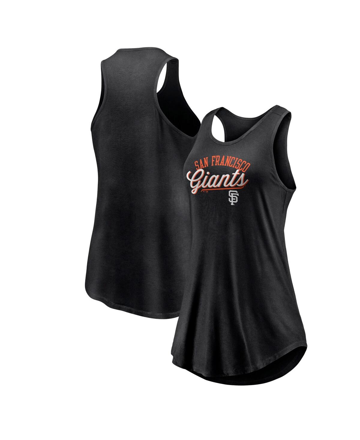 Shop Fanatics Women's  Black San Francisco Giants Simplicity Swing Racerback Scoop Neck Tank Top