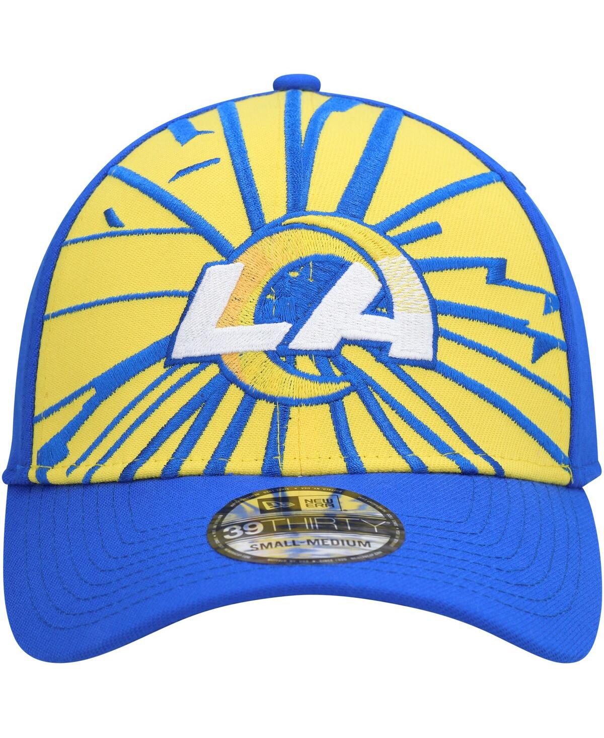 Shop New Era Men's  Gold, Royal Los Angeles Rams Shattered 39thirty Flex Hat In Gold,royal