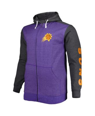 Men's Purple, Heathered Black Phoenix Suns Big and Tall Down and Distance Full-Zip Hoodie