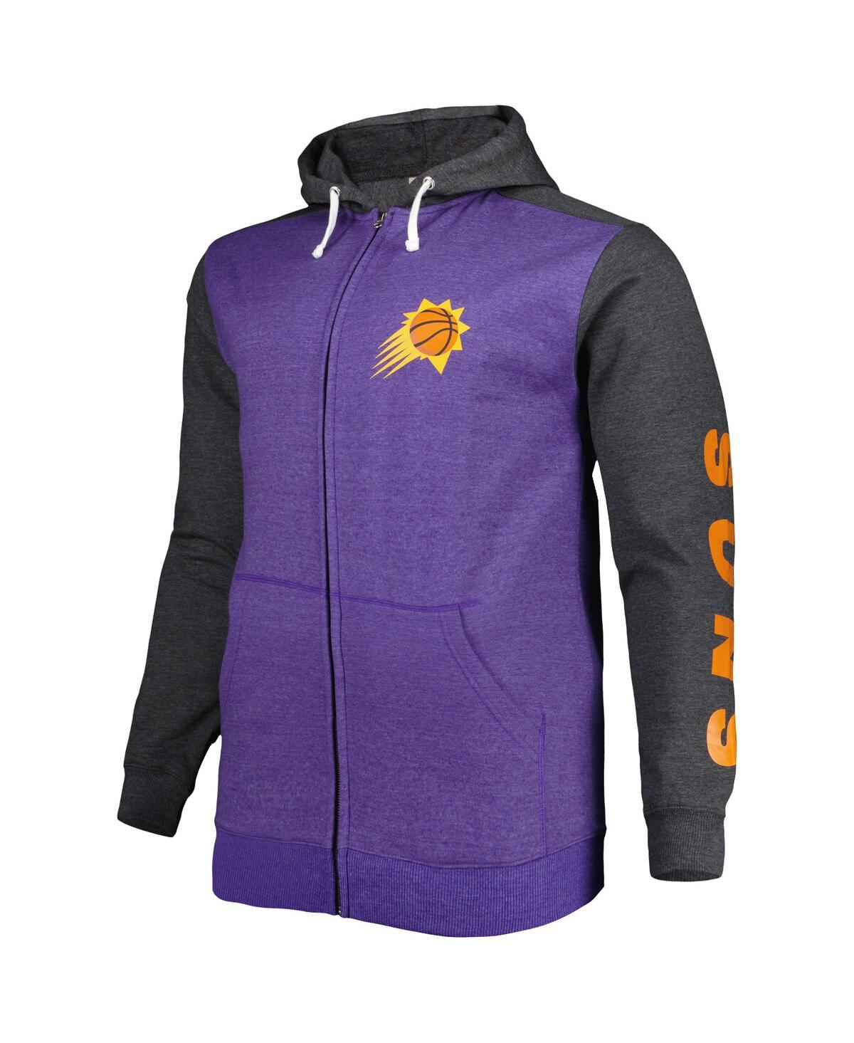 Men's Fanatics Heathered Black Phoenix Suns Big and Tall Down and Distance Full-Zip Hoodie - Heathered Black