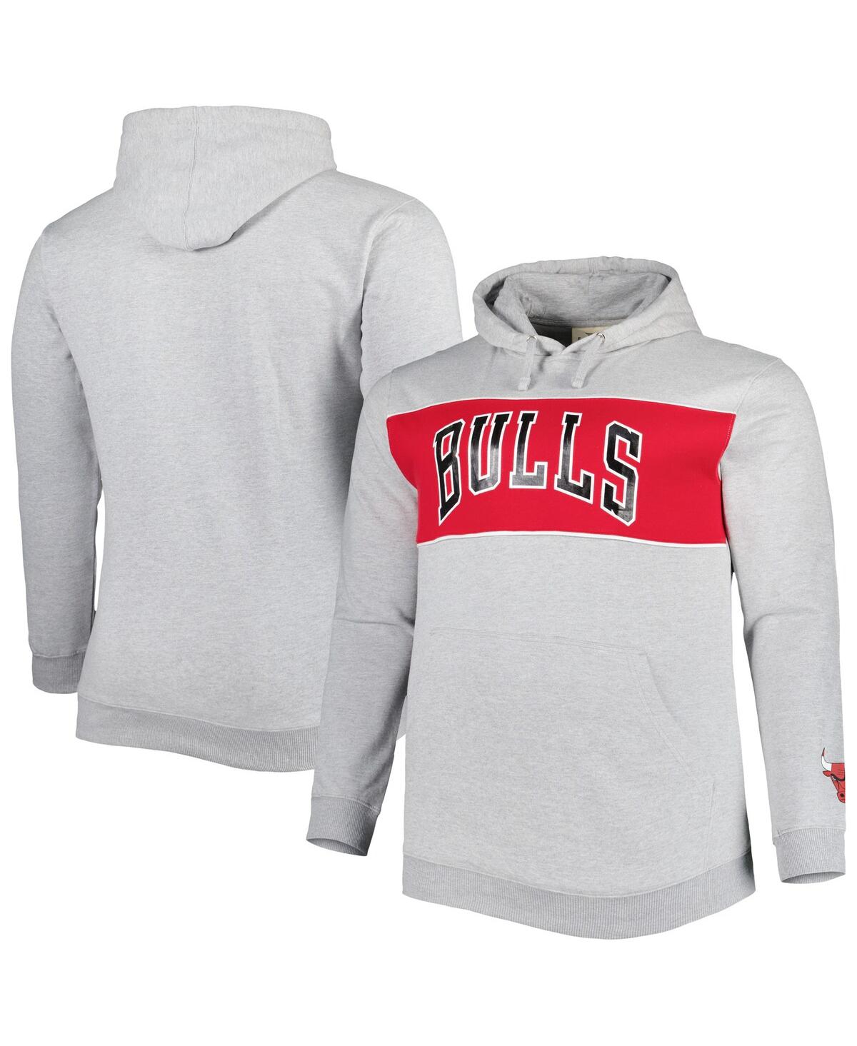 Shop Fanatics Men's  Heather Gray Chicago Bulls Big And Tall Wordmark Pullover Hoodie