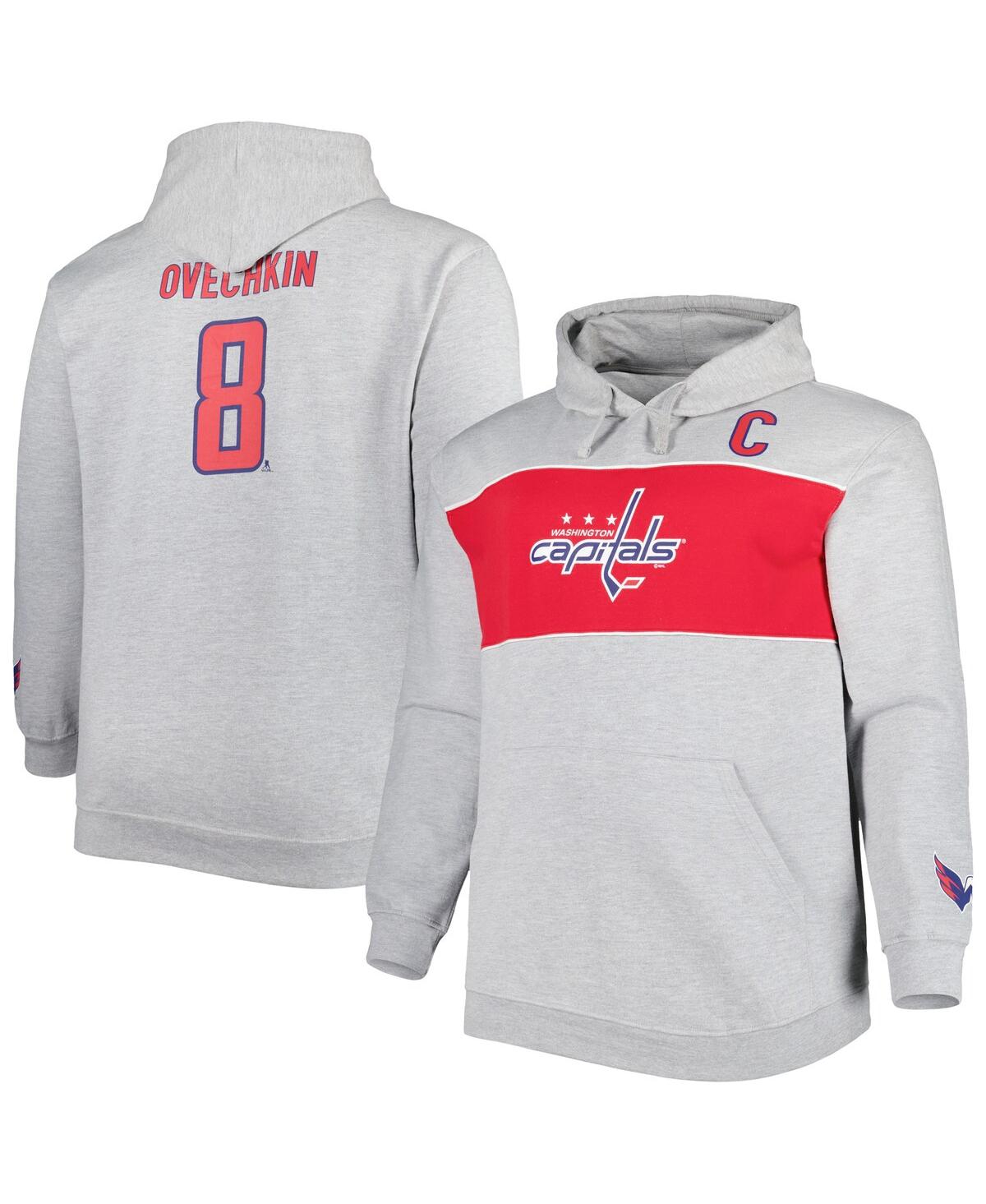 Shop Profile Men's Alexander Ovechkin Heather Gray Washington Capitals Big And Tall Player Lace-up Pullover Hoodi