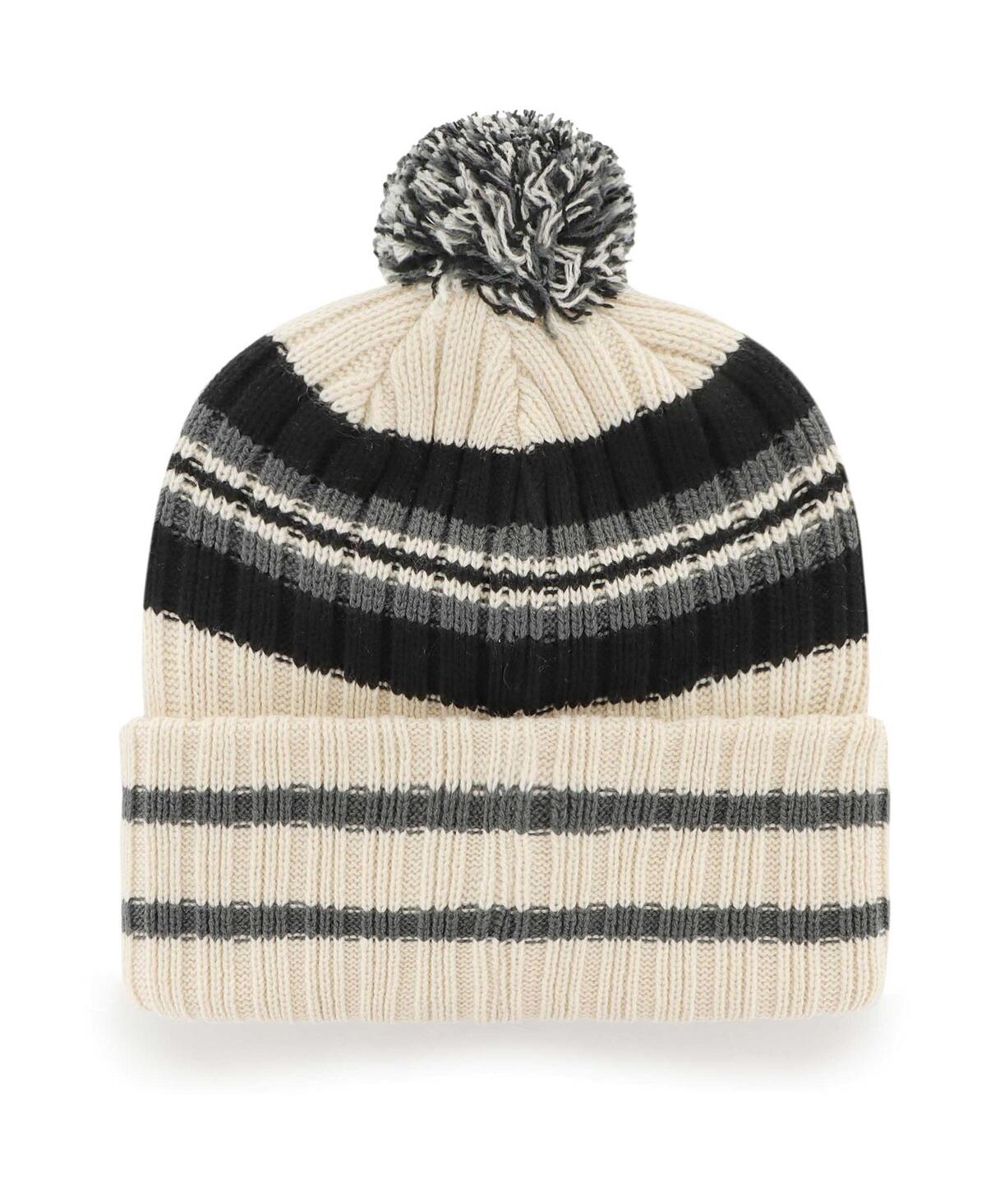 47 Brand Men's ' Cream Vegas Golden Knights Hone Patch Cuffed Knit Hat With Pom In Cream