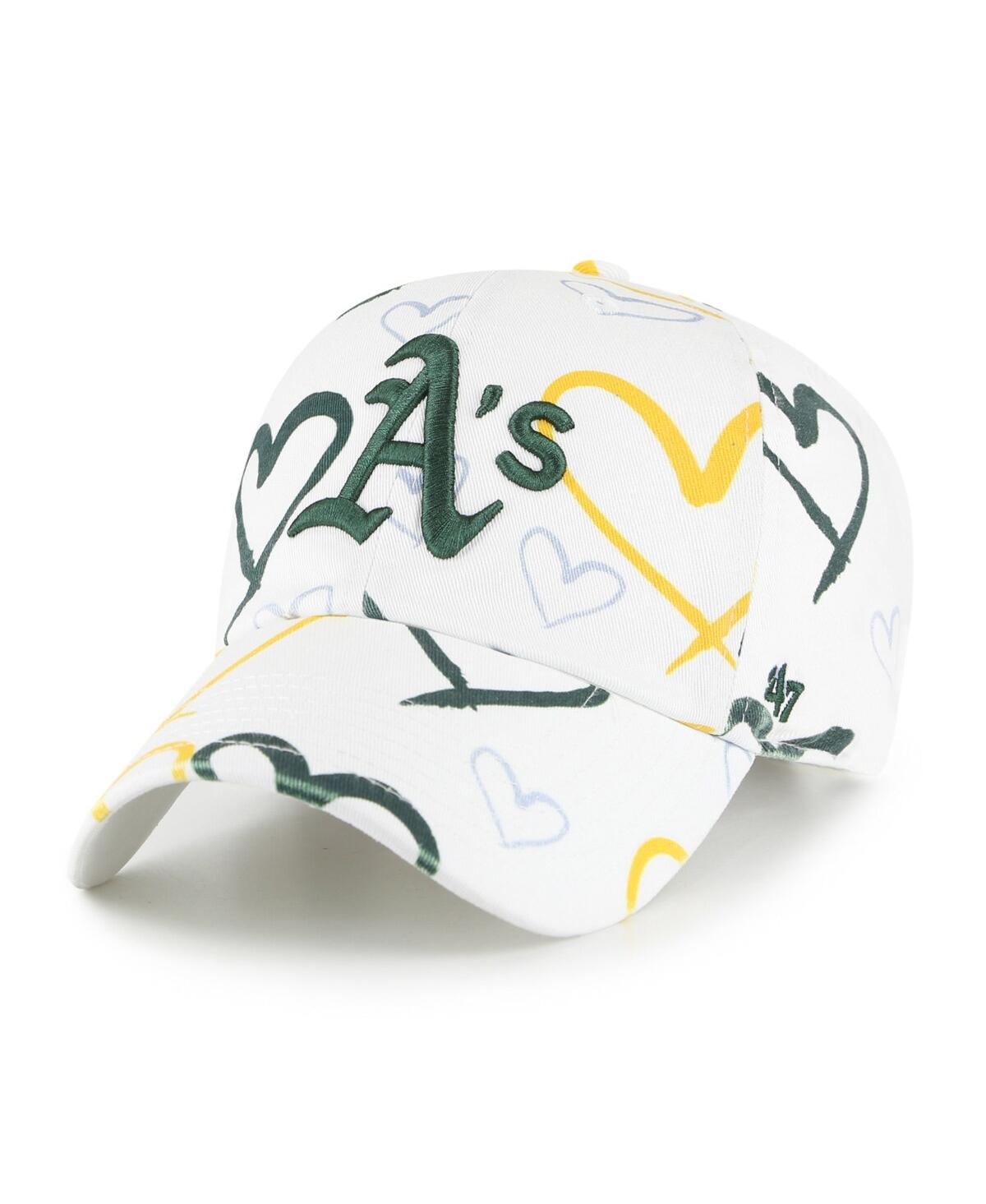 47 Brand Kids' Big Girls ' White Oakland Athletics Adore Clean Up Adjustable Hat