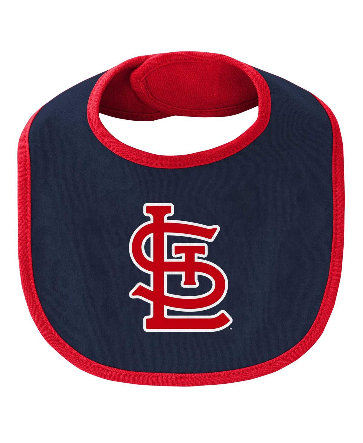 Shop Outerstuff Newborn And Infant Boys And Girls Red, Navy St. Louis Cardinals Little Champ Three-pack Bodysuit Bib In Red,navy