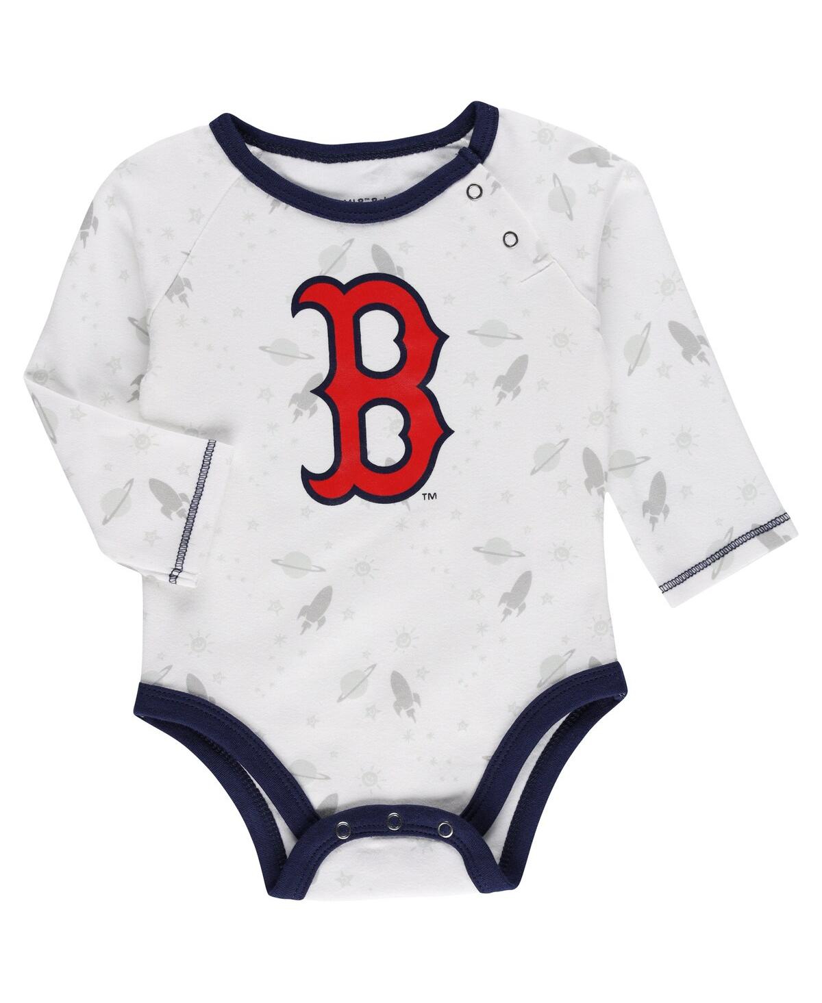 Shop Outerstuff Newborn And Infant Boys And Girls Navy, White Boston Red Sox Dream Team Bodysuit Hat And Footed Pant In Navy,white