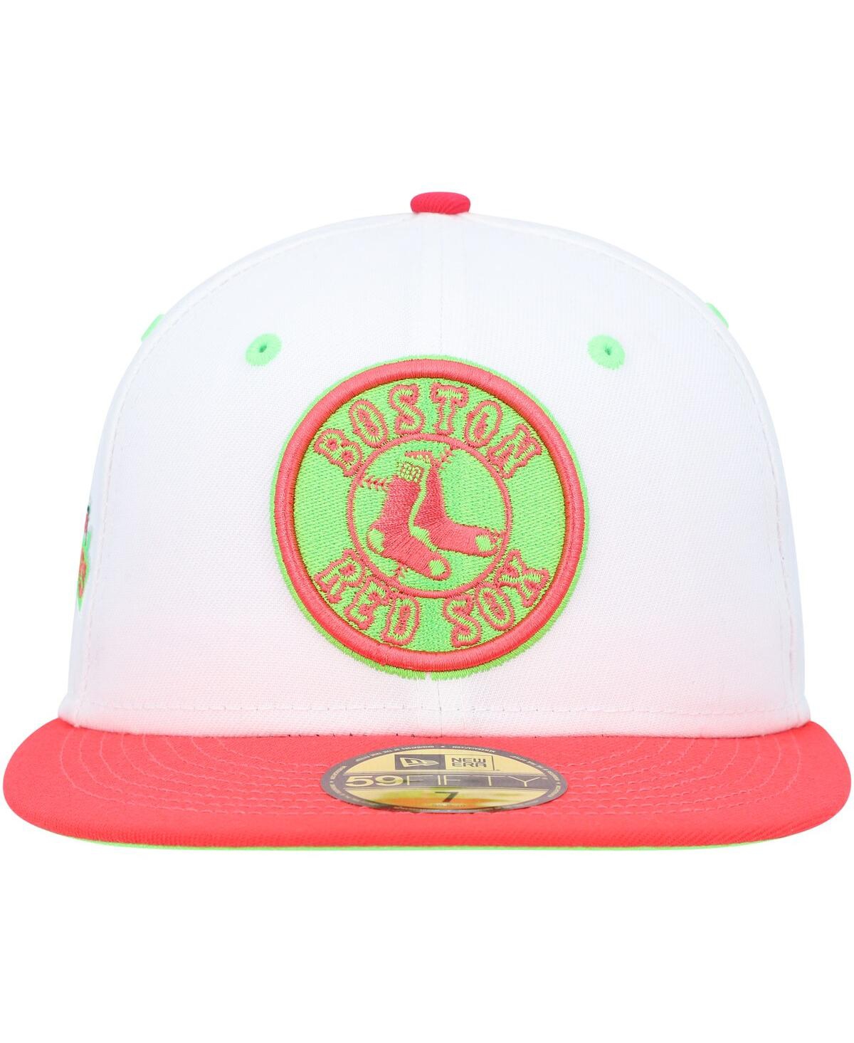 Men's New Era Coral Boston Red Sox Fenway Park 100Th Anniversary Strawberry Lolli 59Fifty Fitted Hat - Coral