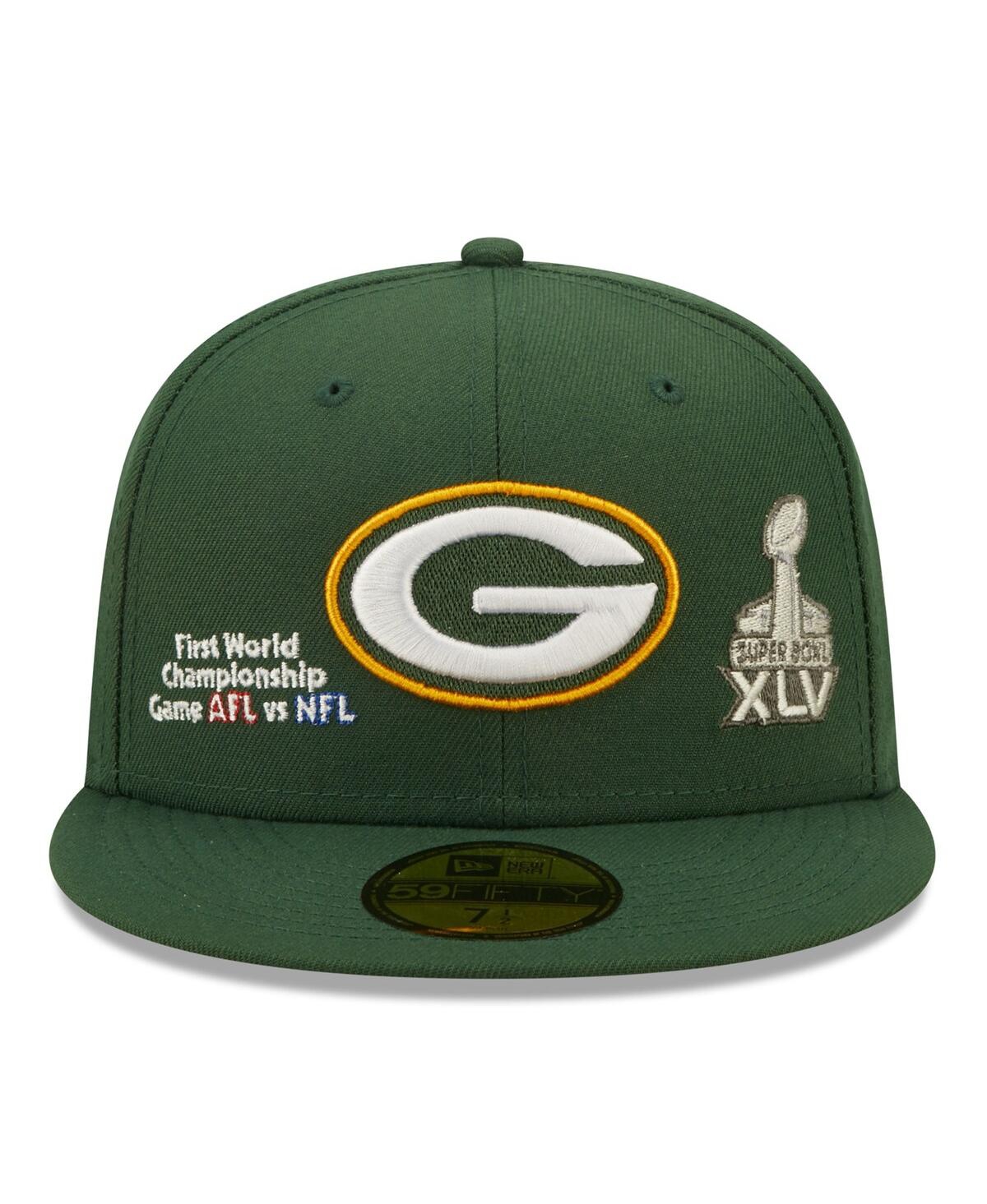 Shop New Era Men's  Green Green Bay Packers Historic Champs 59fifty Fitted Hat