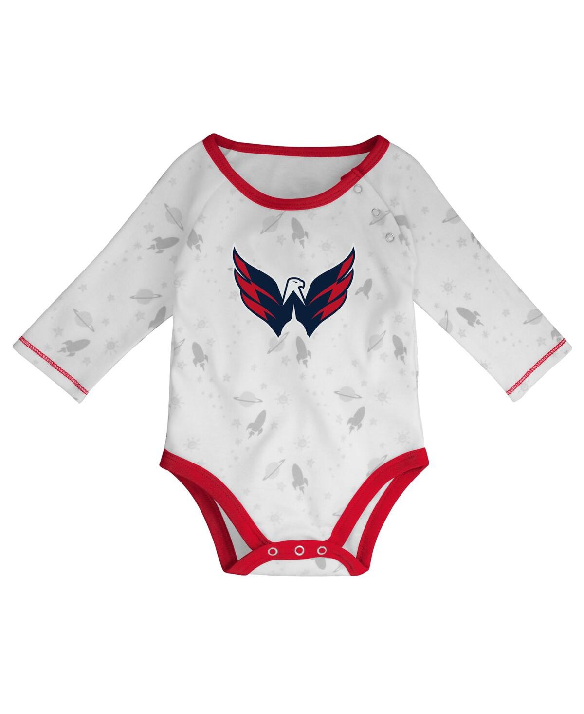 Shop Outerstuff Newborn And Infant Boys And Girls White, Red Washington Capitals Dream Team Hat Pants And Bodysuit S In White,red