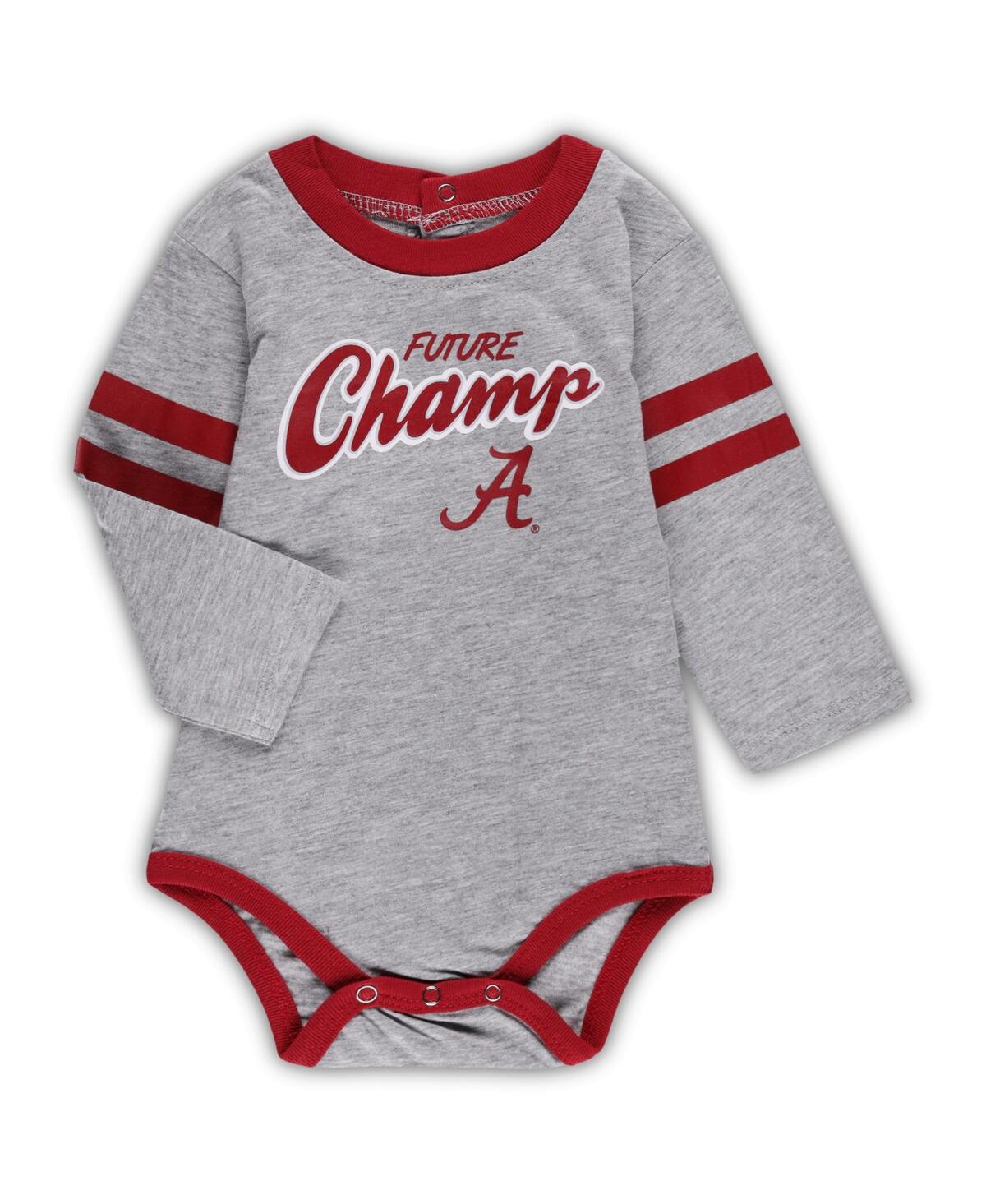 Shop Outerstuff Infant Boys And Girls Crimson, Gray Alabama Crimson Tide Little Kicker Long Sleeve Bodysuit And Swea In Crimson,gray