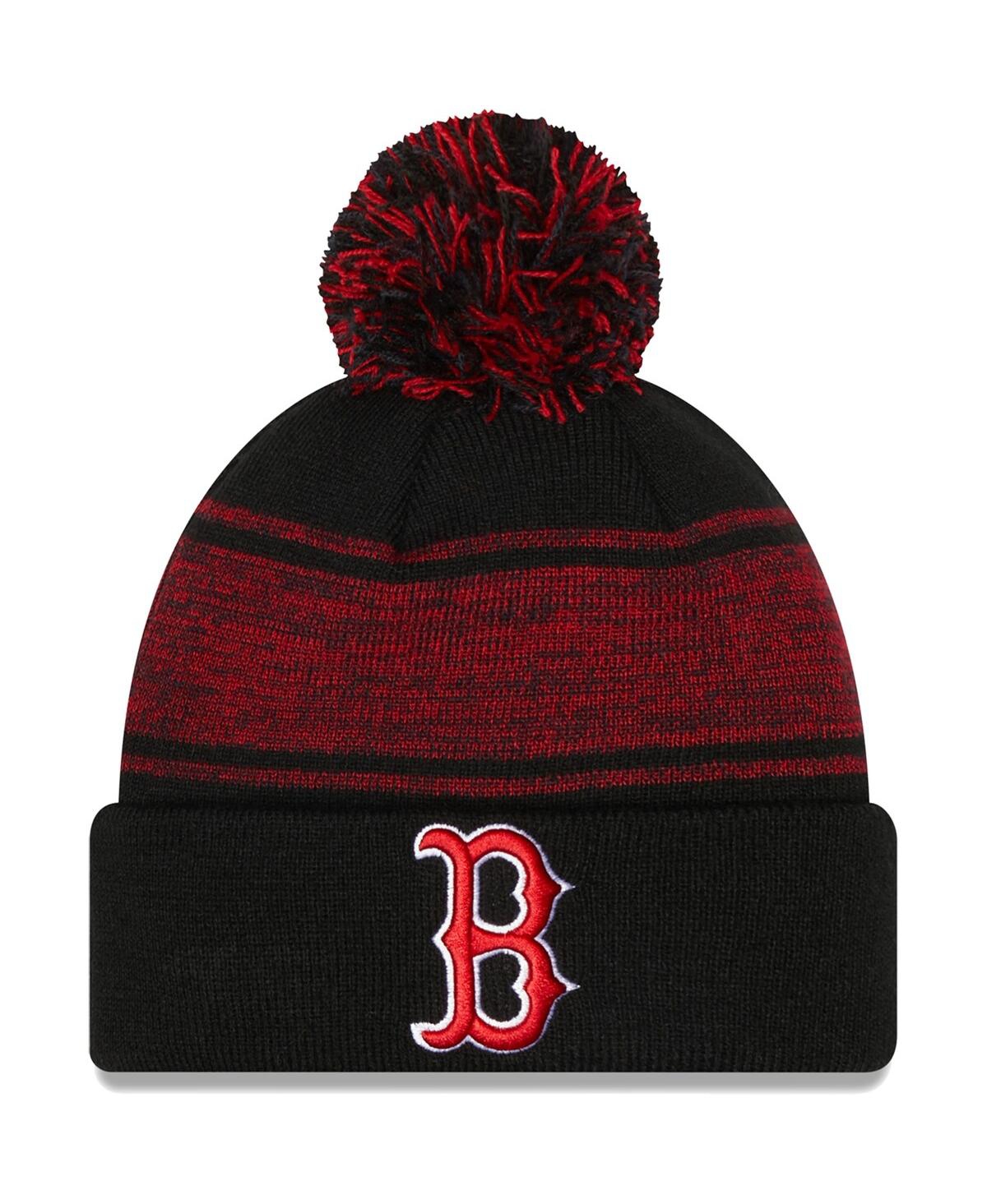 New Era Black Boston Red Sox Chilled Cuffed Knit Hat With Pom In Black