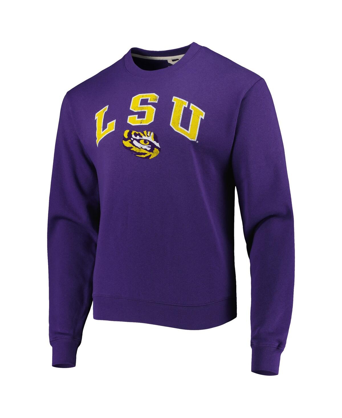 Shop League Collegiate Wear Men's  Purple Lsu Tigers 1965 Arch Essential Fleece Pullover Sweatshirt