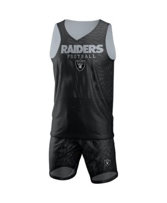 Men's Black Las Vegas Raiders Colorblock Mesh V-Neck and Shorts Set