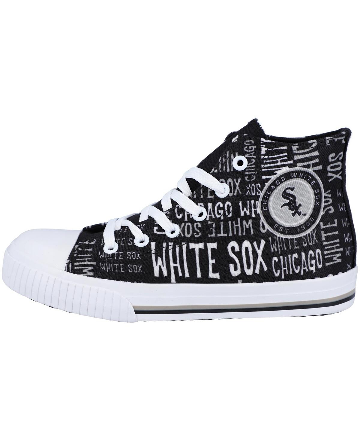 Foco Kids' Youth Boys And Girls  Black Chicago White Sox Repeat Wordmark High Top Canvas Allover Sneakers