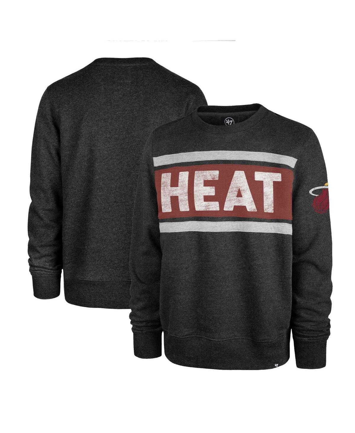 47 Brand Men's ' Heather Black Miami Heat Tribeca Emerson Pullover Sweatshirt