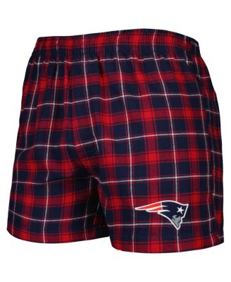 Men's Navy and Red New England Patriots Ledger Flannel Boxers