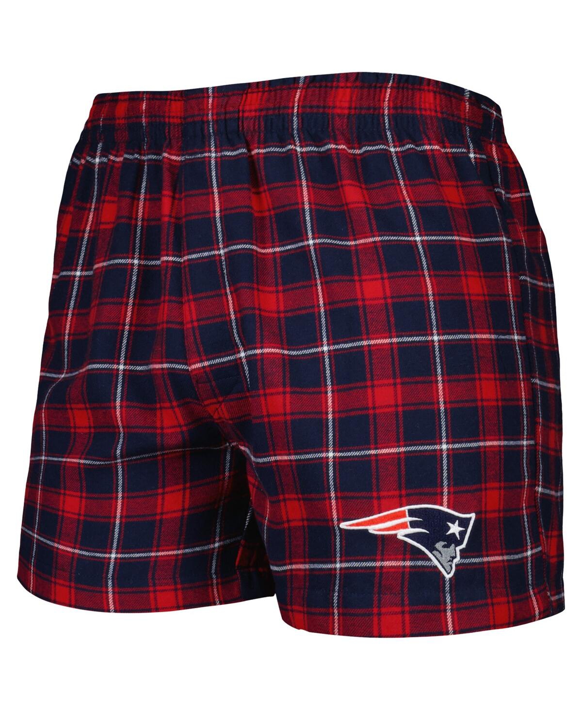 Shop Concepts Sport Men's  Navy And Red New England Patriots Ledger Flannel Boxers In Navy,red