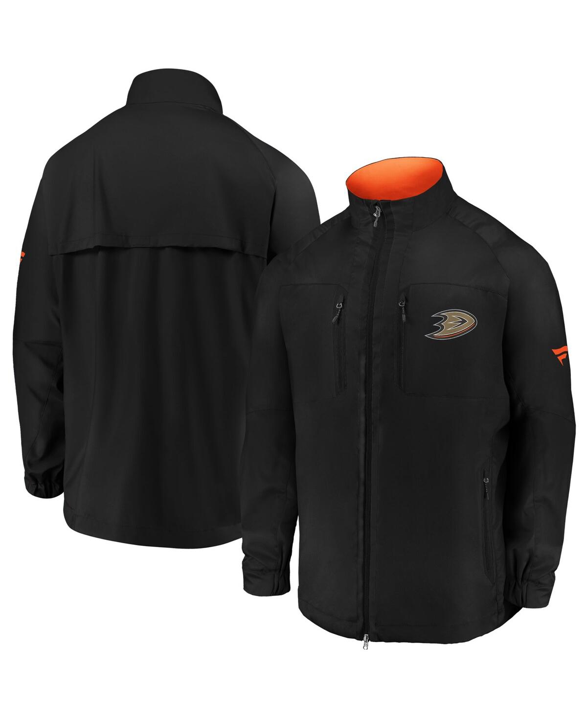 Shop Fanatics Men's  Black Anaheim Ducks Authentic Pro Locker Room Rink Raglan Full-zip Jacket