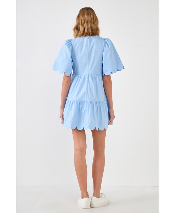 English Factory Women's Scallop Detail Mini Dress Macy's