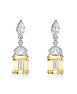 Sterling Silver White Gold Plated Cubic Zirconia Lantern Earrings
