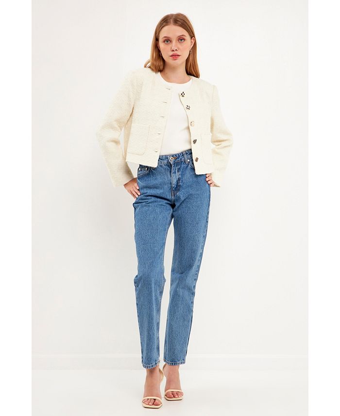 Cropped houndstooth jacket best sale