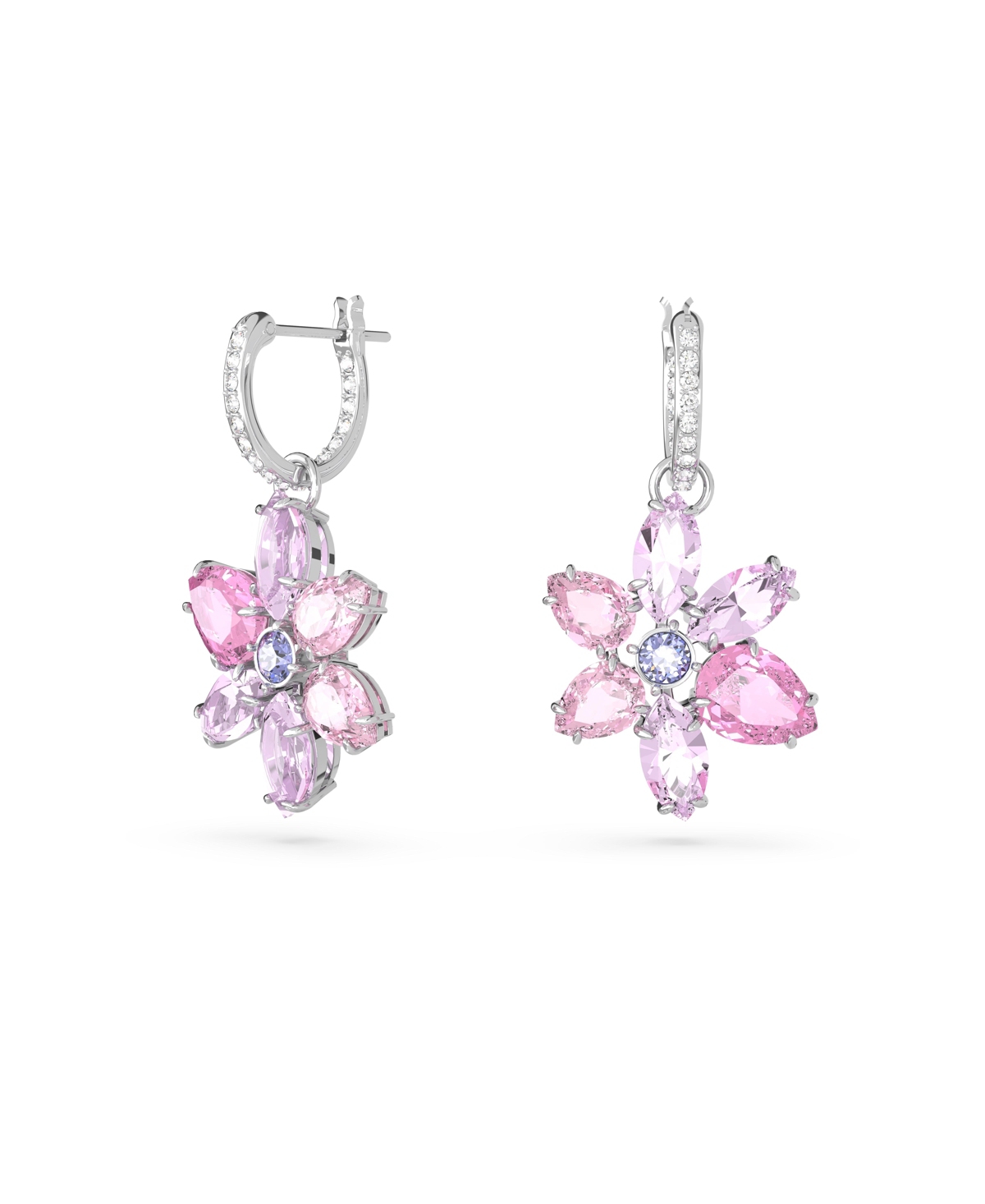 Shop Swarovski Crystal Mixed Cuts Flower Gema Drop Earrings In Pink