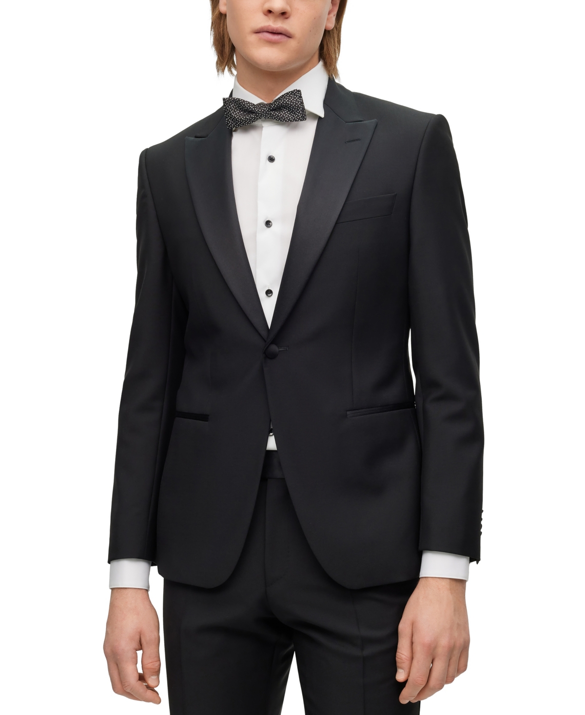 Hugo Boss Slim-fit Tuxedo In Italian Virgin Wool And Mohair In Black