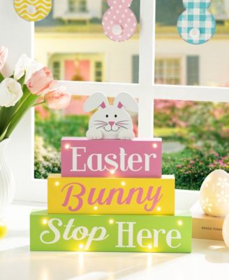 12" L Easter LED Lighted Wooden Bunny Block Word Sign