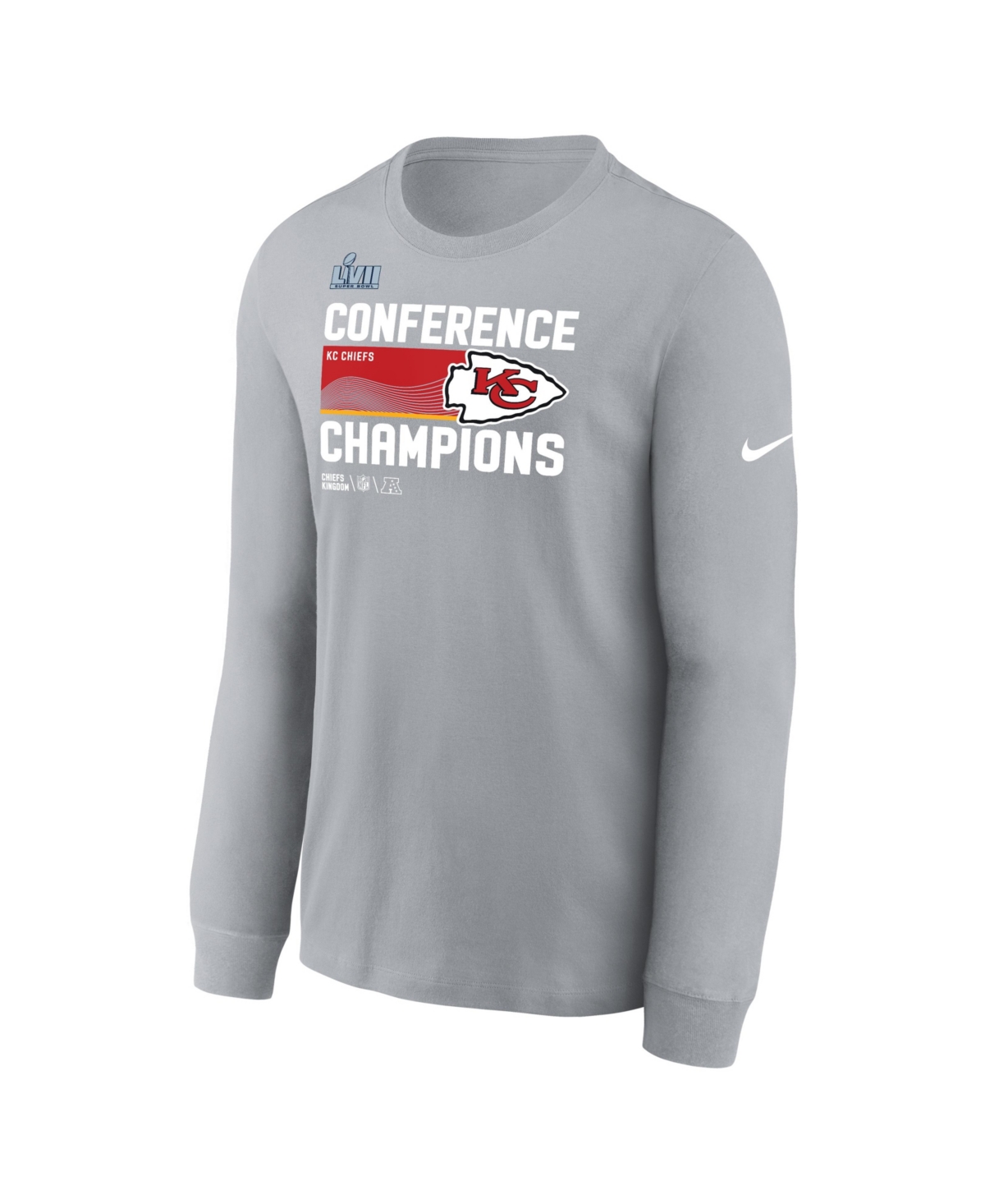Shop Nike Men's  Gray Kansas City Chiefs 2022 Afc Champions Trophy Collection Long Sleeve T-shirt