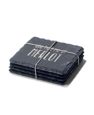 4 X 4" Sip Sip Hooray Slate Coasters Square Set, 4 Piece