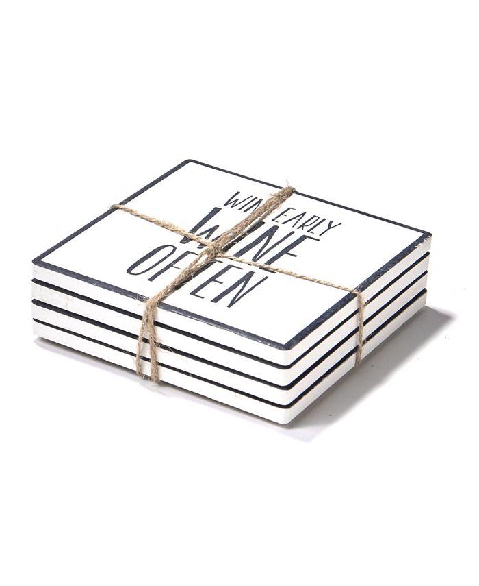 American Atelier 4.25'' D Wine Often Ceramic Coasters Set, 4 Piece Macy's