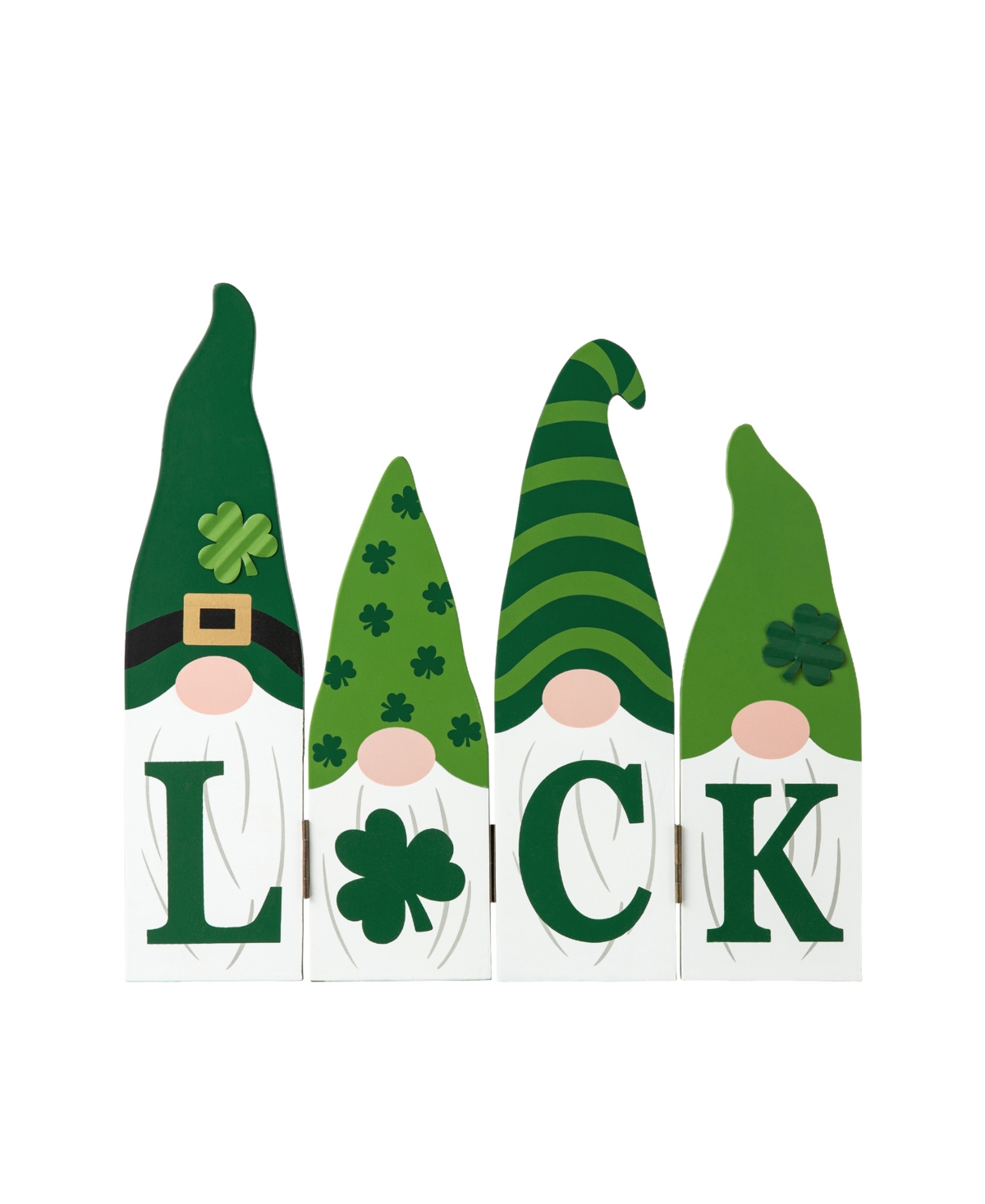 Glitzhome 12.25" L St. Patrick's Wooden Luck Shamrock Gnome Table Decor In Multi
