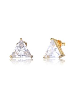 Sterling Silver Cubic Zirconia Medium Triangle Earrings