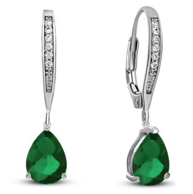 Elegant Sterling Silver Dangling Pear-Shaped Cubic Zirconia Earrings